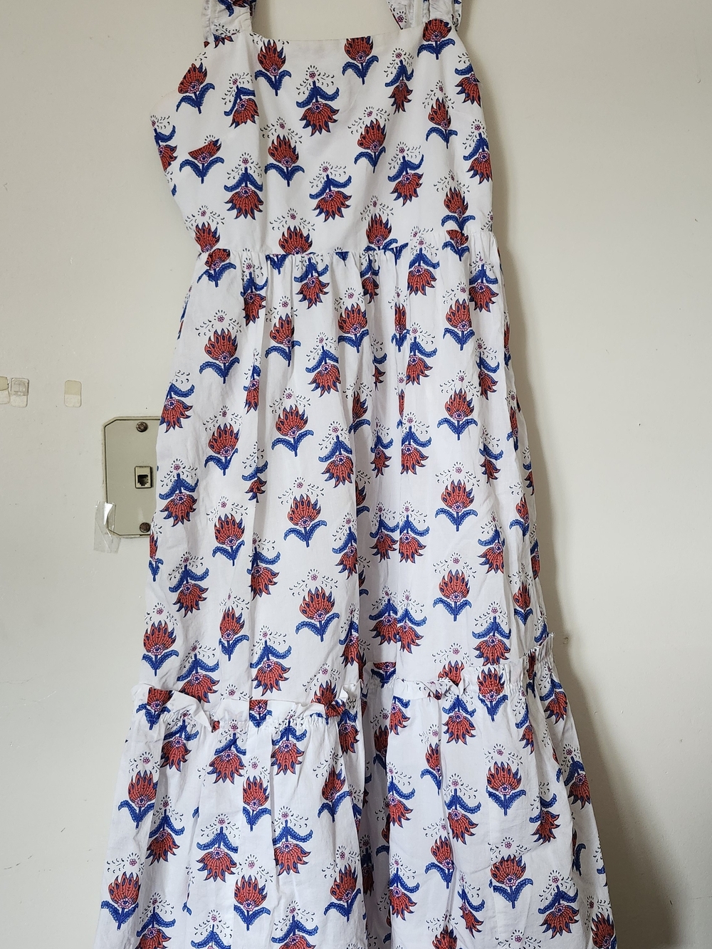 J. Crew White Sundress with Blue and Red Floral Print